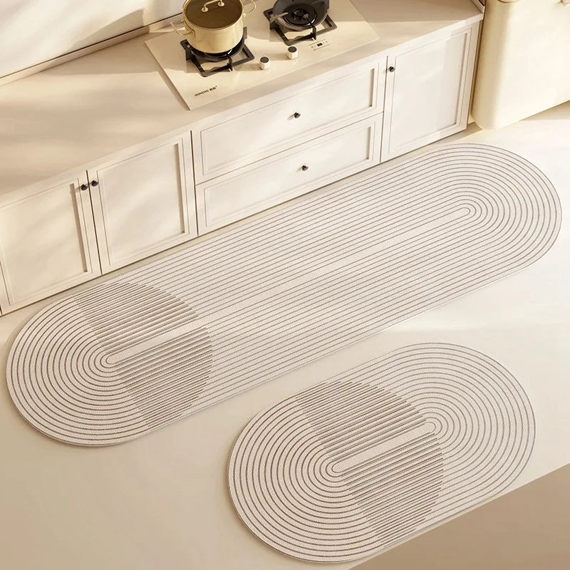 AquaStone Kitchen & Bath Mat - Diatomite & Velvet Look - Super Absorbent & Non-Slip - Washable & Durable