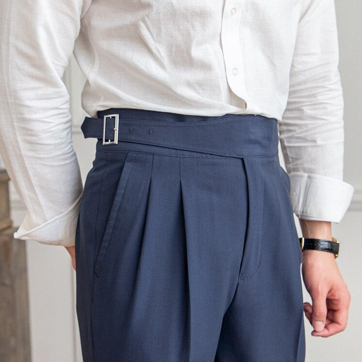 Classic Men's Trousers with Buckle