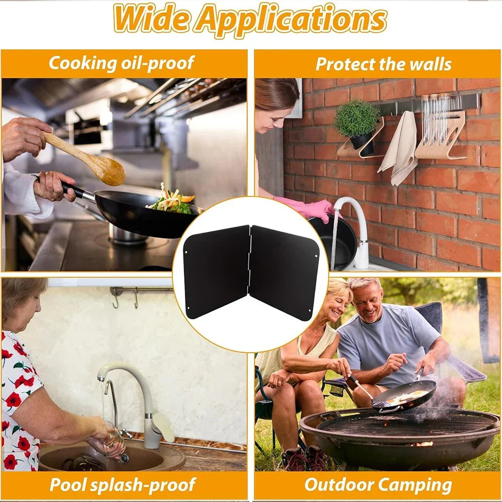 Foldable 2-Sided Stainless Steel Oil Splatter Guard