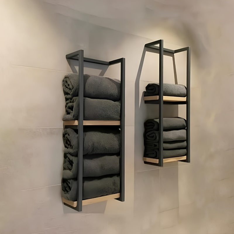 Industrial Towel Rack with Shelves – Elegant and Functional Wall Shelf