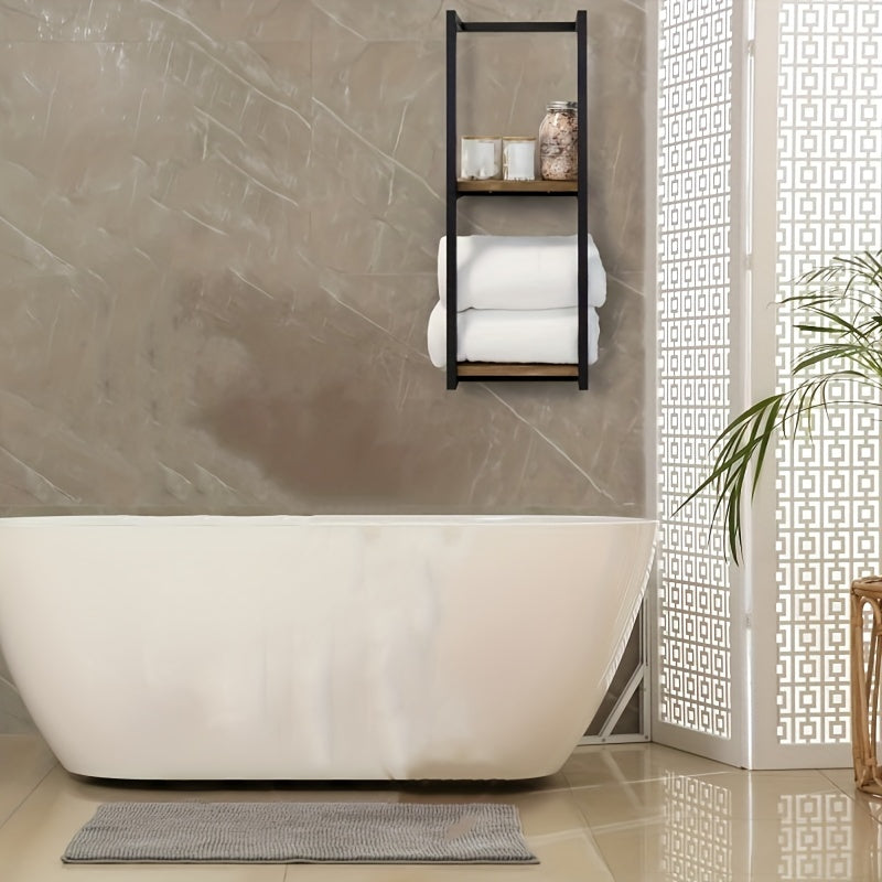 Industrial Towel Rack with Shelves – Elegant and Functional Wall Shelf