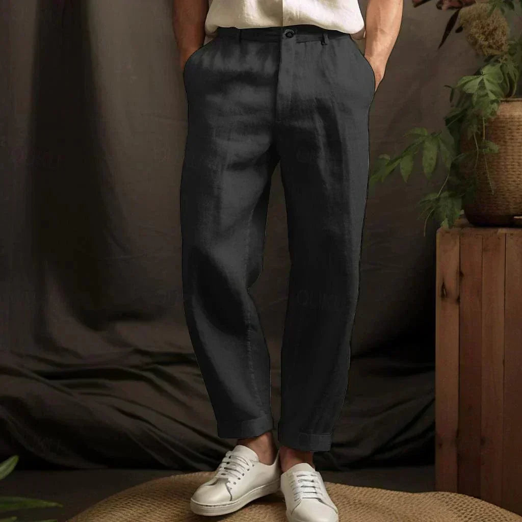 Men's Breezy Relaxed Fit Straight-Leg Linen Trousers – Lennox