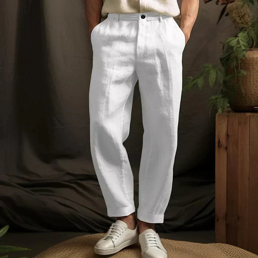 Men's Breezy Relaxed Fit Straight-Leg Linen Trousers – Lennox