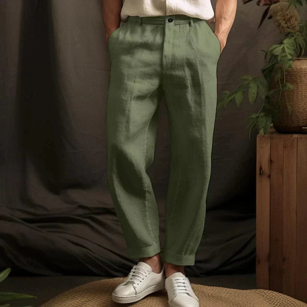 Men's Breezy Relaxed Fit Straight-Leg Linen Trousers – Lennox