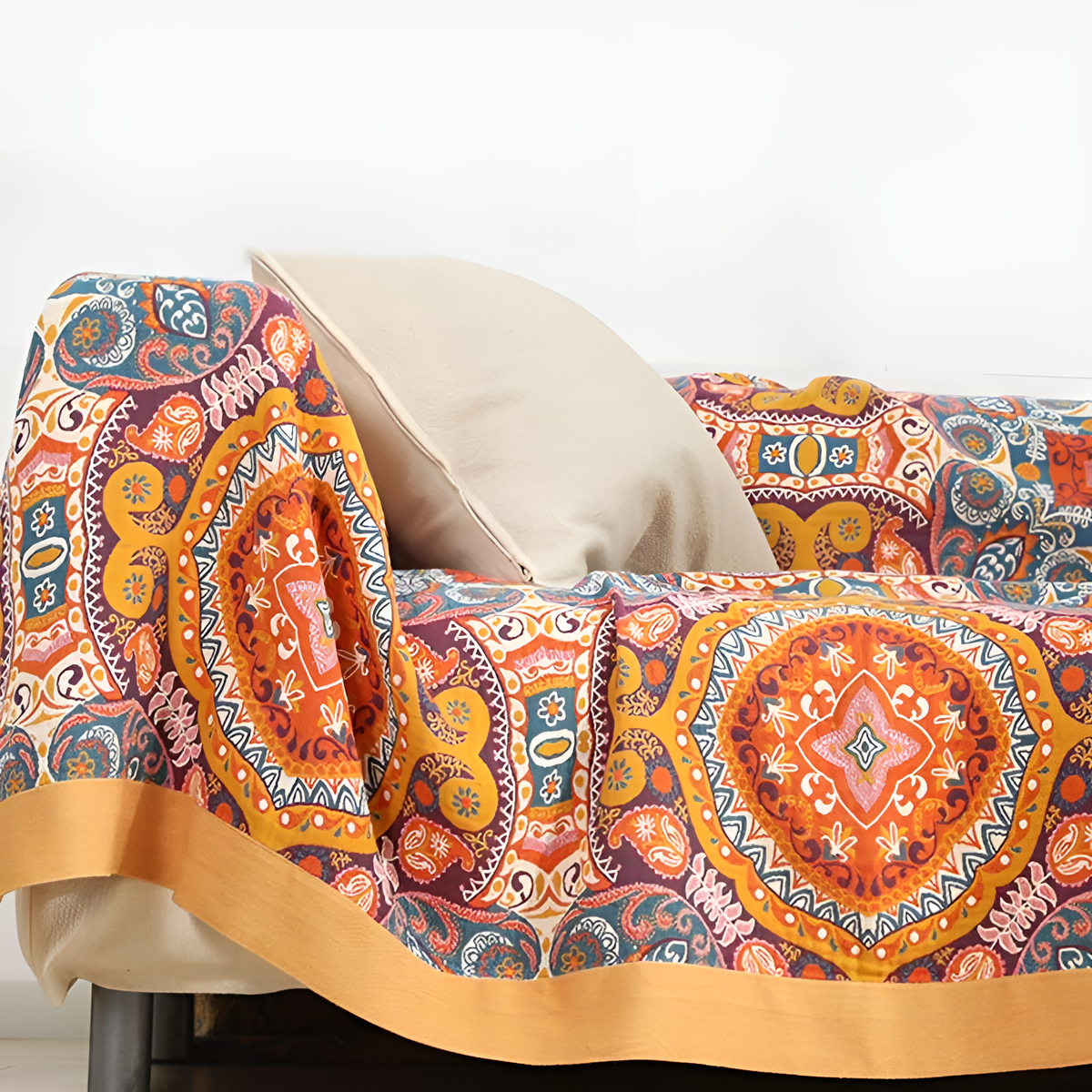 Reversible Blanket with Sunrise and Bohemian Motif