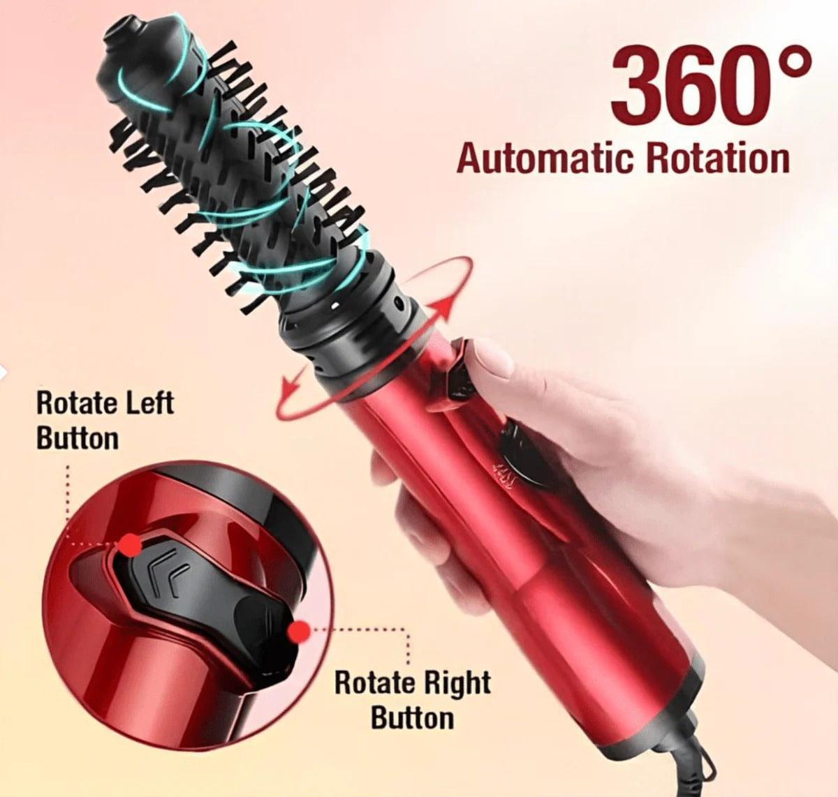Rotating Hair Dryer Brush with Interchangeable Brushes for Volume & Curls