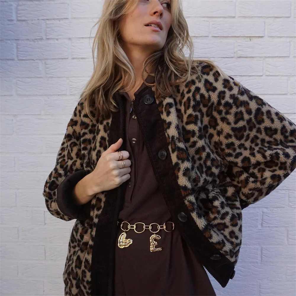 Round Neck Leopard Print Jacket