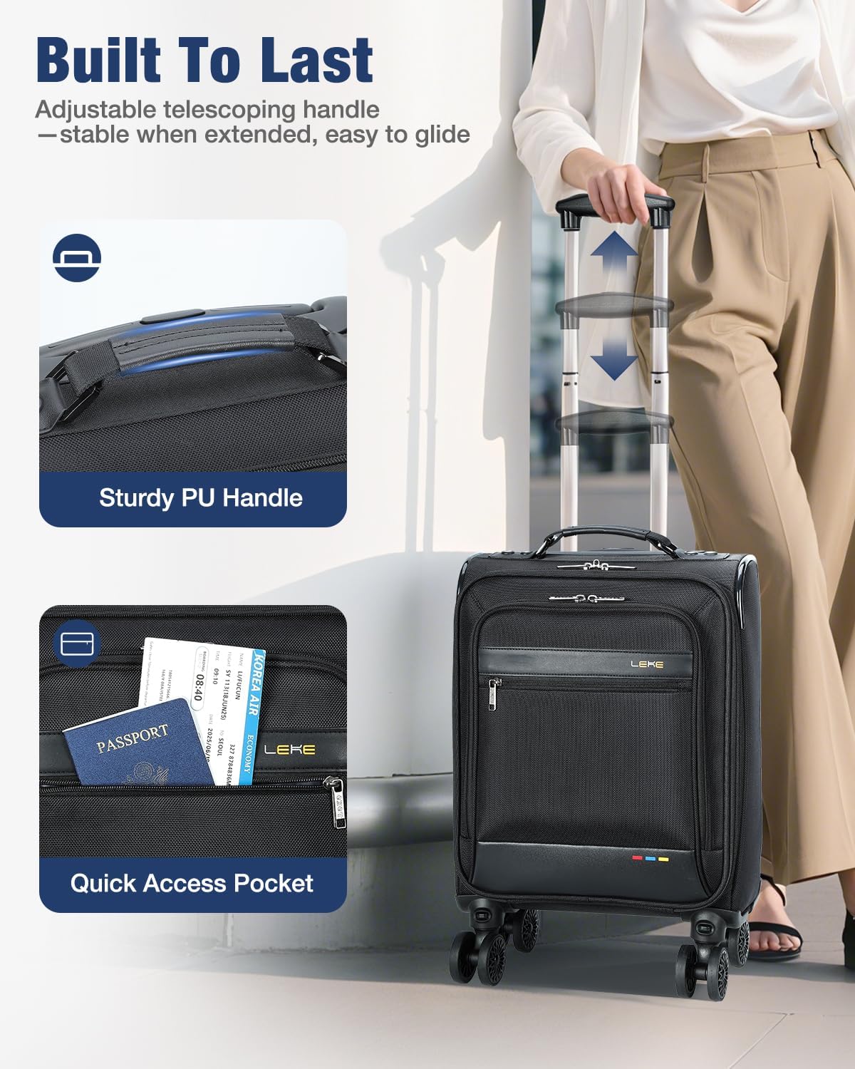 Softside Expandable Carry-On Suitcase with Wheels – Lightweight & Airline Approved