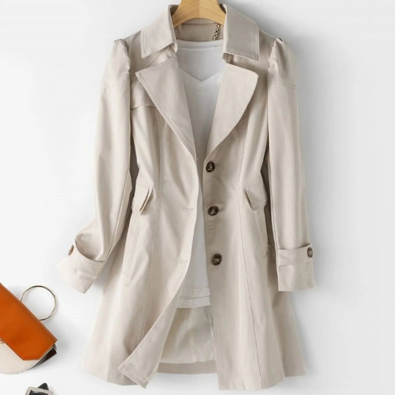 Women's Elegant Button-Front Trench Coat
