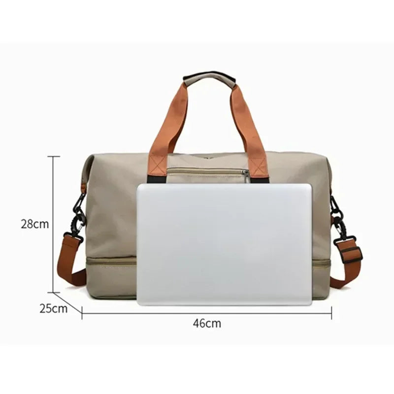 Women's Large Capacity Gym Travel Bag with Dry & Wet Separation - Hand and Shoulder Bag