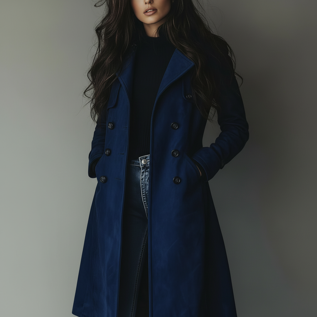 Women's Long Button-Front Coat Ideal for Autumn