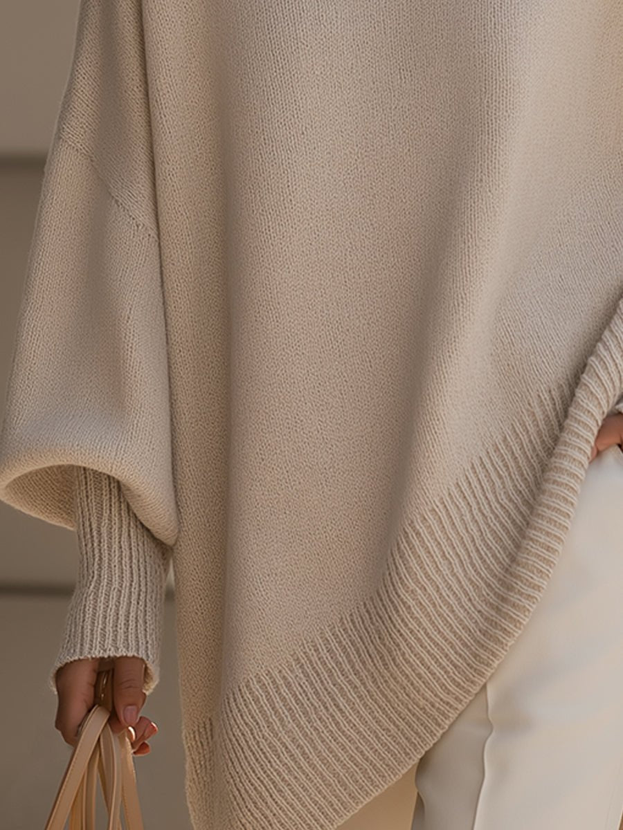Women's Oversized Batwing-Sleeve Pullover Sweater