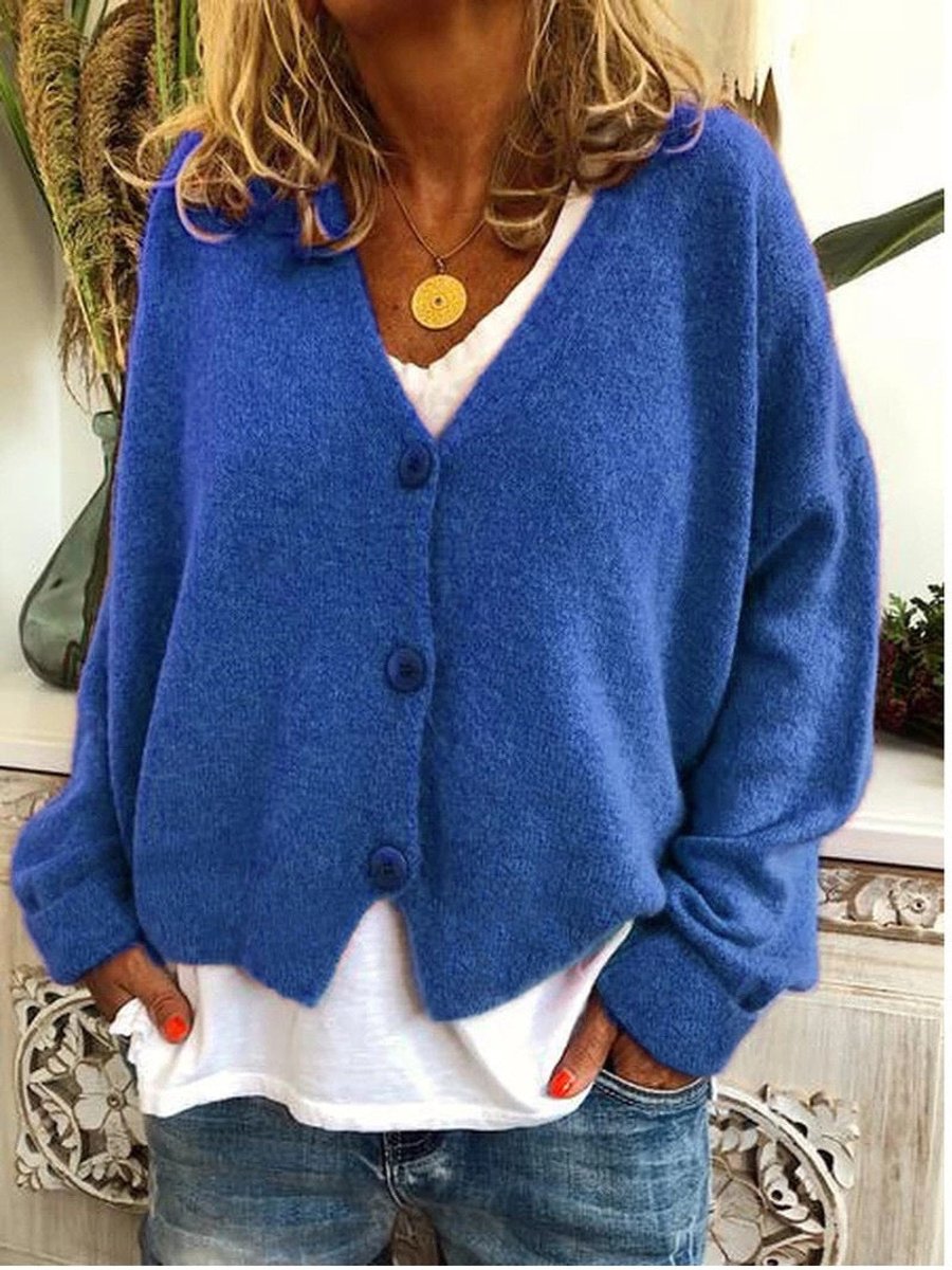 Women's Relaxed-Fit V-Neck Button-Front Cardigan Sweater