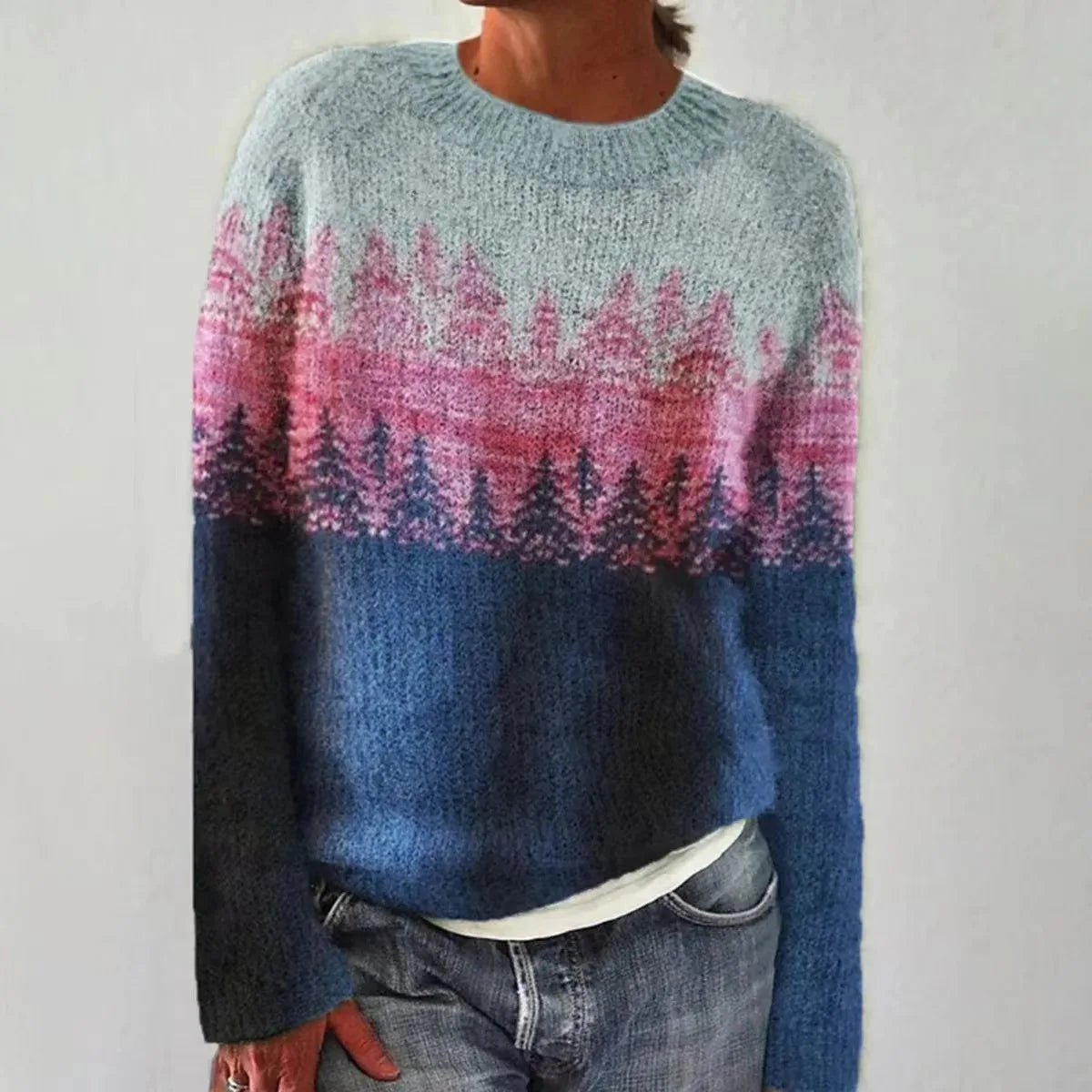 Women's Retro Multicolor Striped Relaxed-Fit Sweater