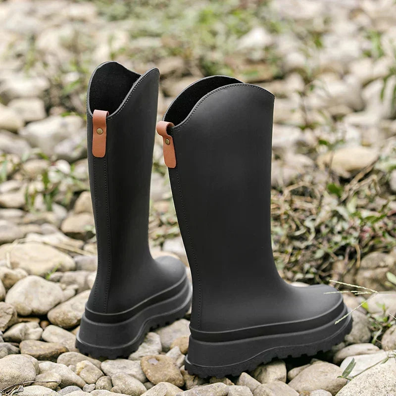 Women's Tall Waterproof Rain Boots with Comfort Sole