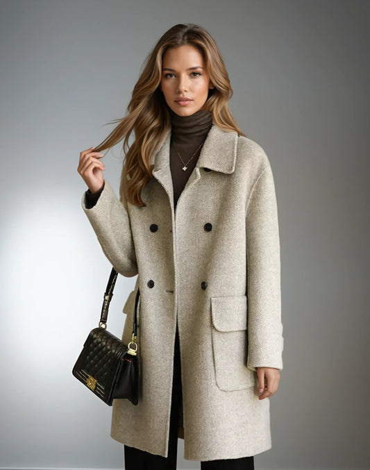 Women's Warm Elegant Coat with Sleek Timeless Design