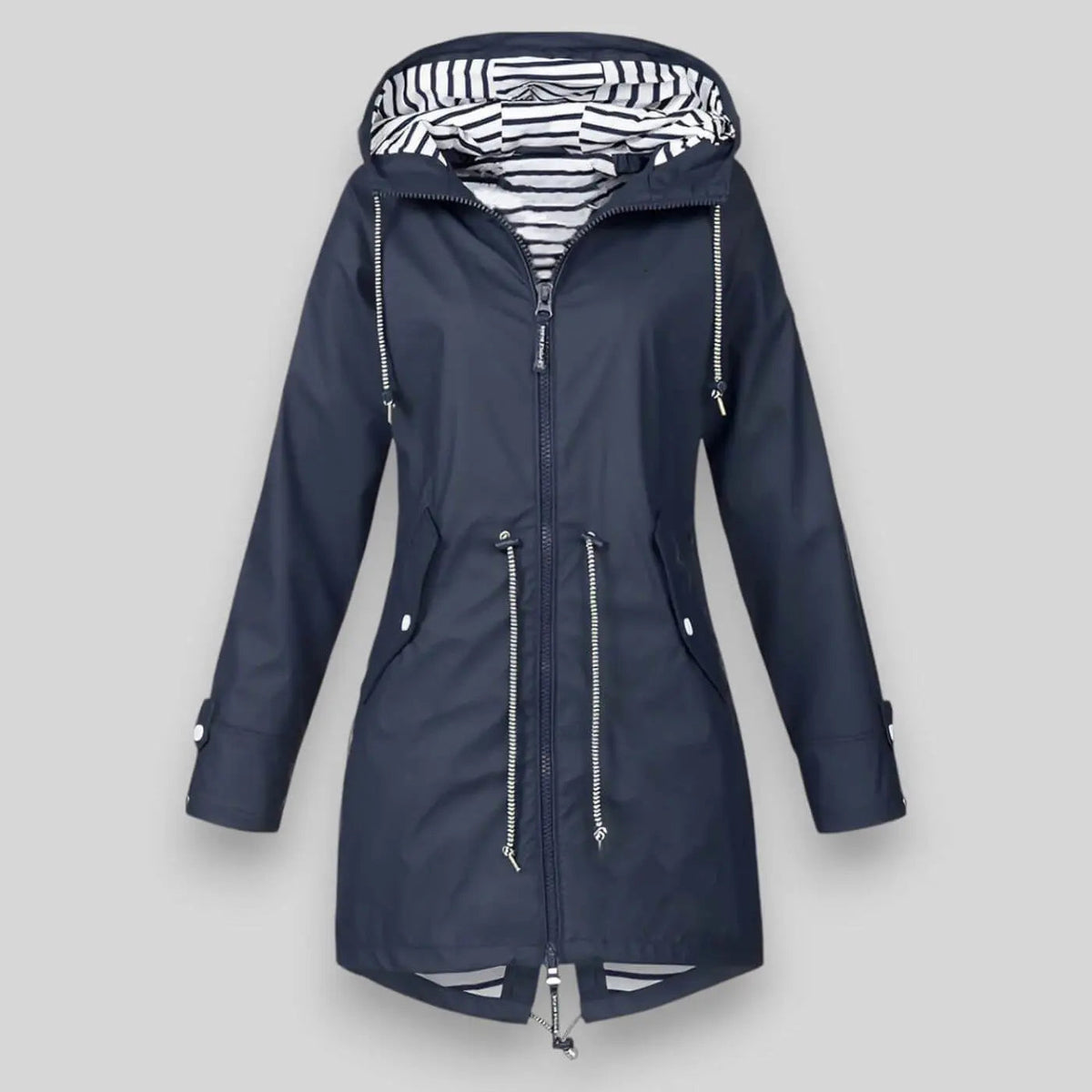Women's Waterproof Lightweight Jacket with Adjustable Hood and Waist