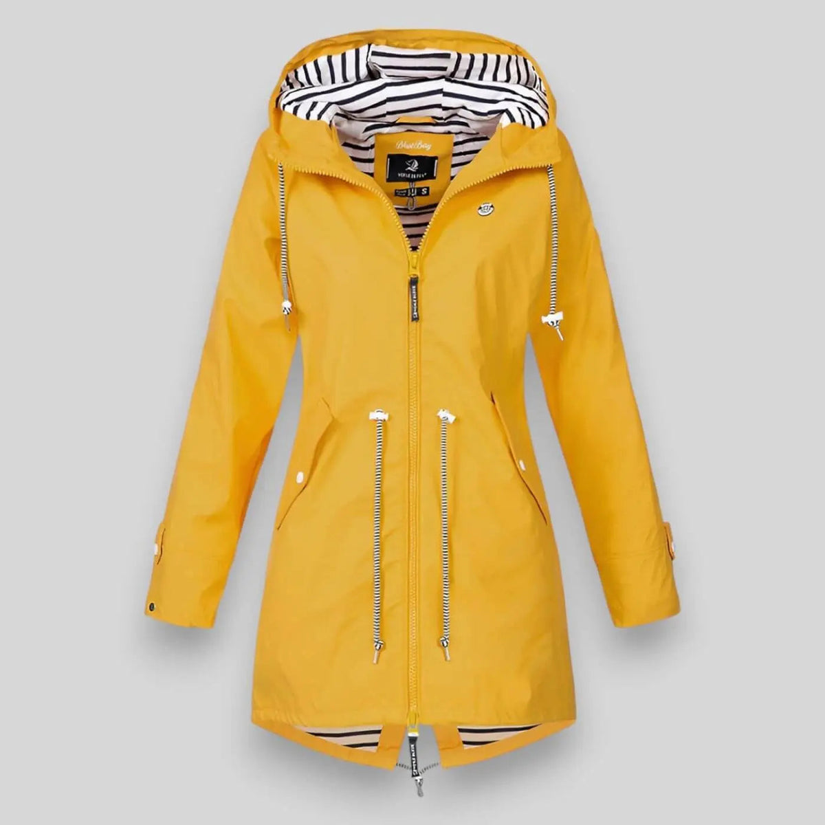 Women's Waterproof Lightweight Jacket with Adjustable Hood and Waist